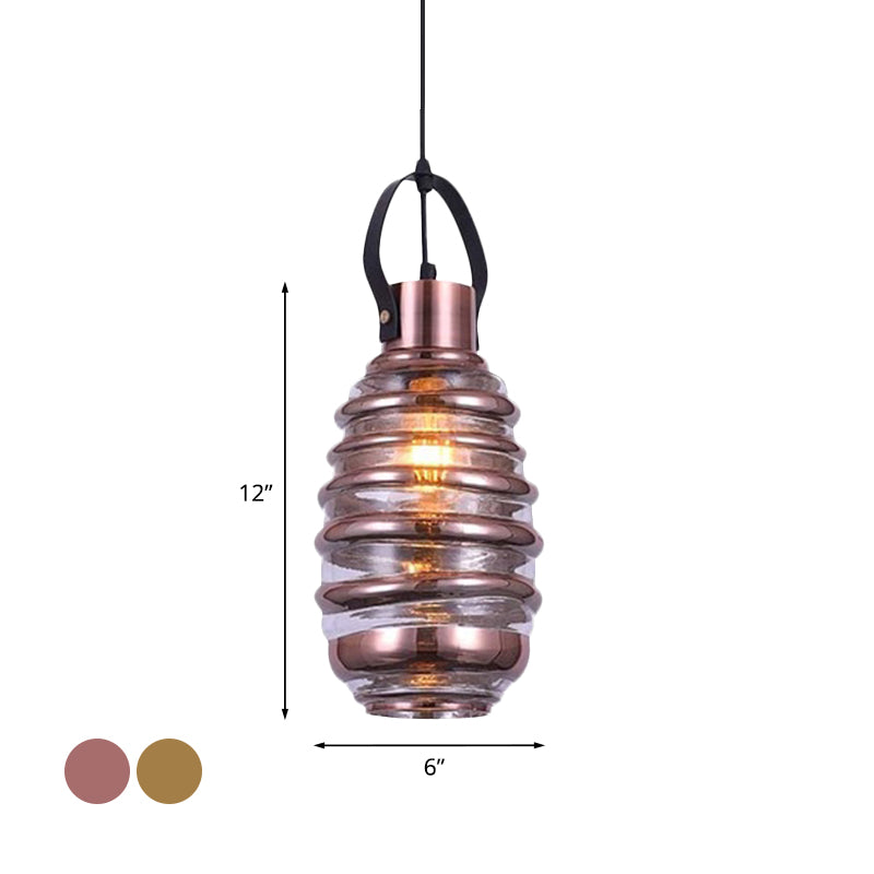 Cylinder/Ball/Oval Swirl Glass Pendant Lighting Contemporary 1 Light Silver/Rose Gold/Amber Hanging Ceiling Light Fixture Clearhalo 'Ceiling Lights' 'Glass shade' 'Glass' 'Modern Pendants' 'Modern' 'Pendant Lights' 'Pendants' Lighting' 771038