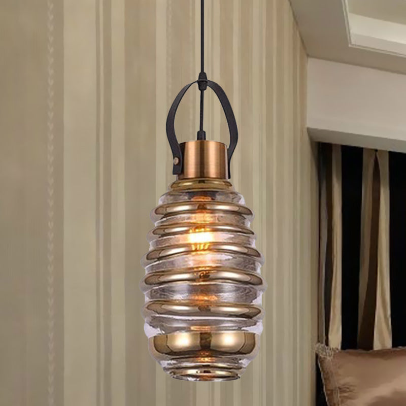 Cylinder/Ball/Oval Swirl Glass Pendant Lighting Contemporary 1 Light Silver/Rose Gold/Amber Hanging Ceiling Light Fixture Amber C Clearhalo 'Ceiling Lights' 'Glass shade' 'Glass' 'Modern Pendants' 'Modern' 'Pendant Lights' 'Pendants' Lighting' 771039