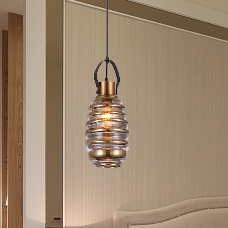 Cylinder/Ball/Oval Swirl Glass Pendant Lighting Contemporary 1 Light Silver/Rose Gold/Amber Hanging Ceiling Light Fixture Clearhalo 'Ceiling Lights' 'Glass shade' 'Glass' 'Modern Pendants' 'Modern' 'Pendant Lights' 'Pendants' Lighting' 771040