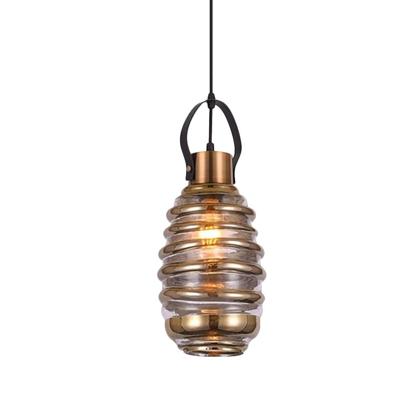 Cylinder/Ball/Oval Swirl Glass Pendant Lighting Contemporary 1 Light Silver/Rose Gold/Amber Hanging Ceiling Light Fixture Clearhalo 'Ceiling Lights' 'Glass shade' 'Glass' 'Modern Pendants' 'Modern' 'Pendant Lights' 'Pendants' Lighting' 771042