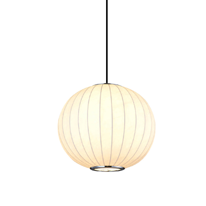 Simplicity 1 Light Hanging Light with Fabric Shade White Globe Suspension Pendant, 10"/12"/16"W Clearhalo 'Ceiling Lights' 'Modern Pendants' 'Modern' 'Pendant Lights' 'Pendants' Lighting' 771055