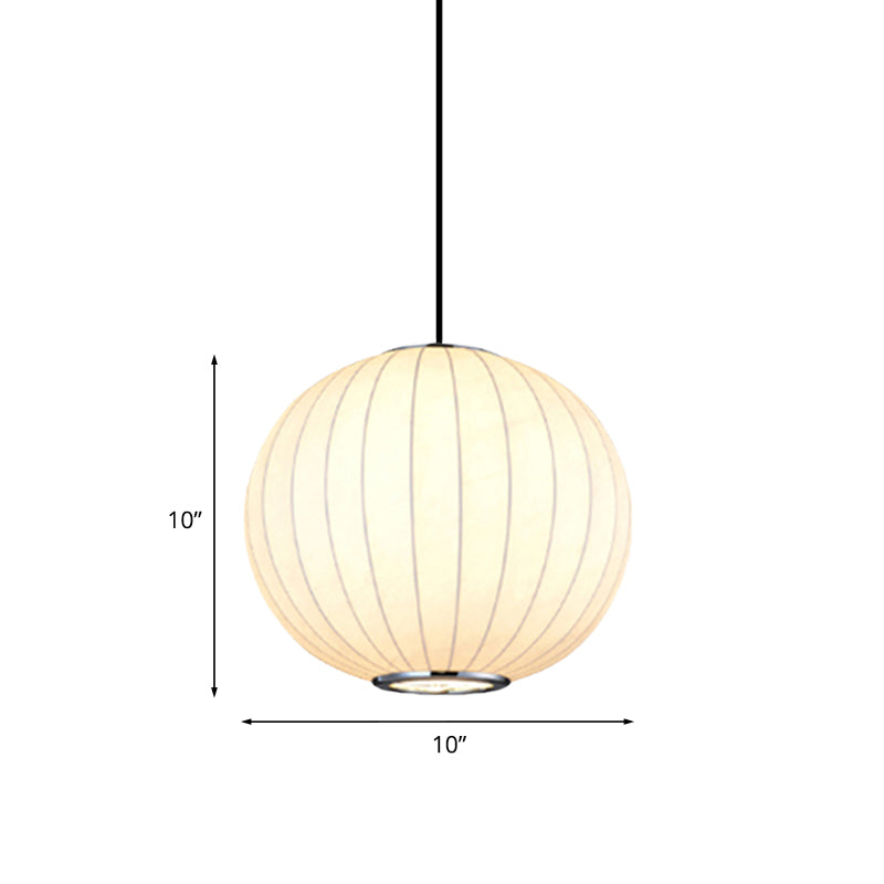 Simplicity 1 Light Hanging Light with Fabric Shade White Globe Suspension Pendant, 10"/12"/16"W Clearhalo 'Ceiling Lights' 'Modern Pendants' 'Modern' 'Pendant Lights' 'Pendants' Lighting' 771056