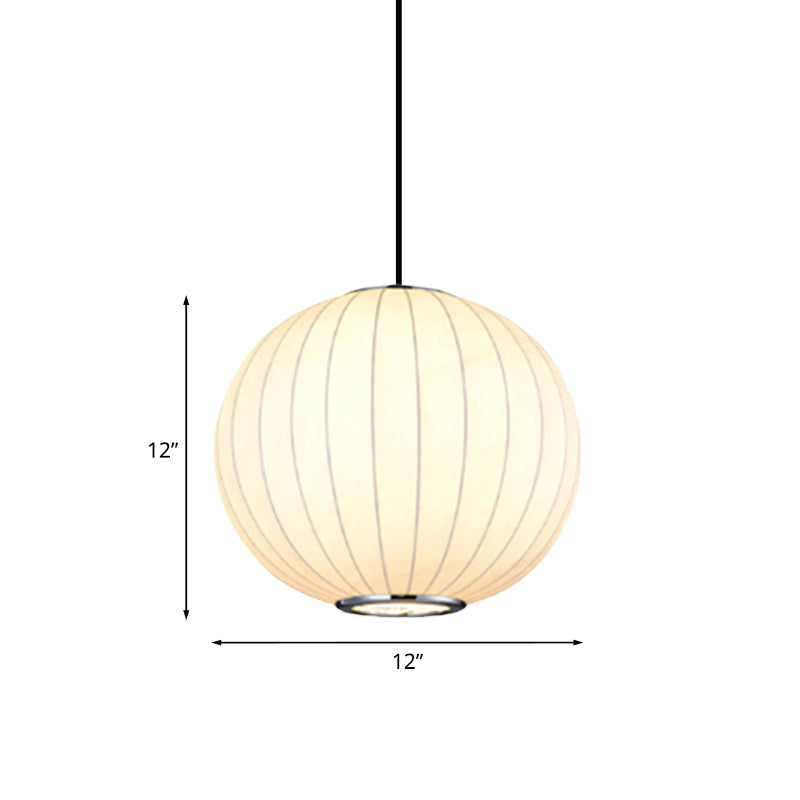 Simplicity 1 Light Hanging Light with Fabric Shade White Globe Suspension Pendant, 10"/12"/16"W Clearhalo 'Ceiling Lights' 'Modern Pendants' 'Modern' 'Pendant Lights' 'Pendants' Lighting' 771057