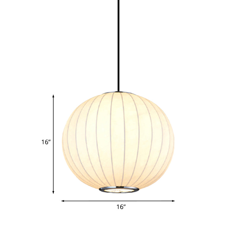 Simplicity 1 Light Hanging Light with Fabric Shade White Globe Suspension Pendant, 10"/12"/16"W Clearhalo 'Ceiling Lights' 'Modern Pendants' 'Modern' 'Pendant Lights' 'Pendants' Lighting' 771058