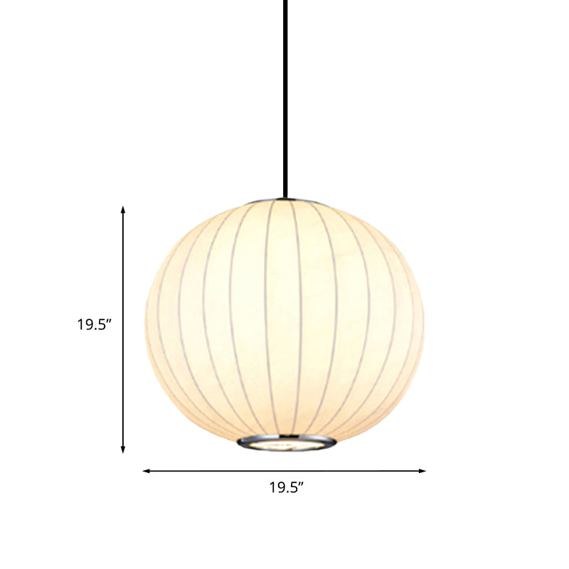 Simplicity 1 Light Hanging Light with Fabric Shade White Globe Suspension Pendant, 10"/12"/16"W Clearhalo 'Ceiling Lights' 'Modern Pendants' 'Modern' 'Pendant Lights' 'Pendants' Lighting' 771059