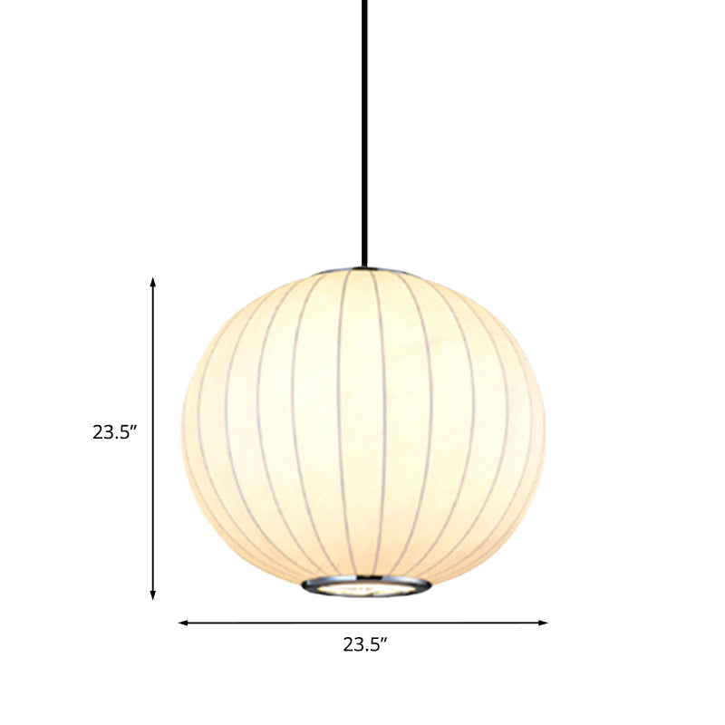 Simplicity 1 Light Hanging Light with Fabric Shade White Globe Suspension Pendant, 10"/12"/16"W Clearhalo 'Ceiling Lights' 'Modern Pendants' 'Modern' 'Pendant Lights' 'Pendants' Lighting' 771060