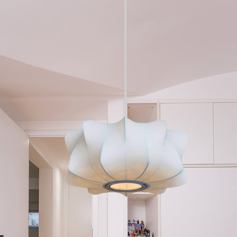 Modern 1 Light Suspension Pendant with Fabric Shade White Lantern Hanging Ceiling Light Clearhalo 'Ceiling Lights' 'Modern Pendants' 'Modern' 'Pendant Lights' 'Pendants' Lighting' 771087