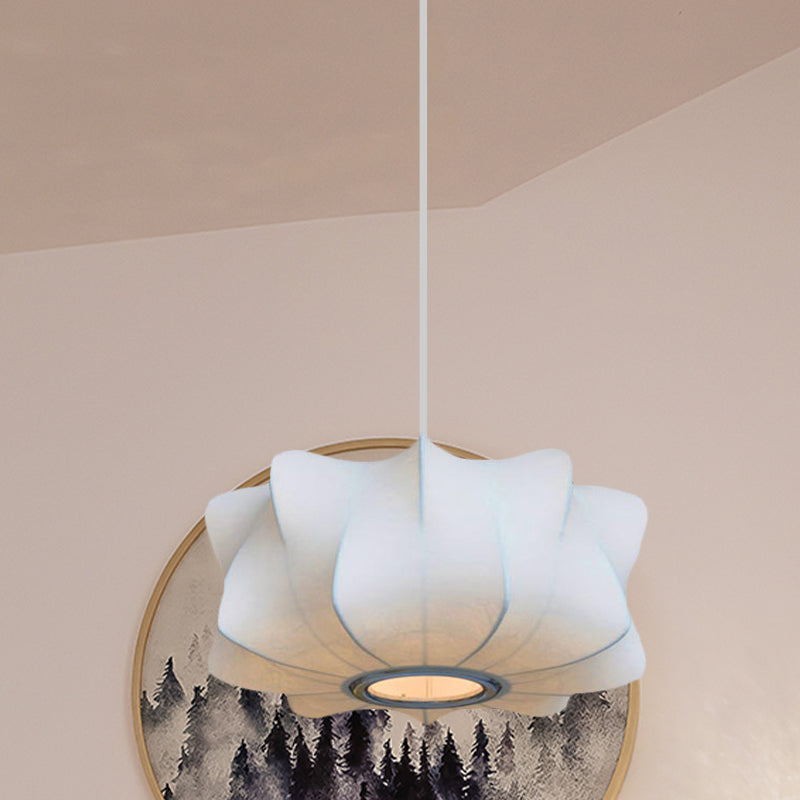 Modern 1 Light Suspension Pendant with Fabric Shade White Lantern Hanging Ceiling Light Clearhalo 'Ceiling Lights' 'Modern Pendants' 'Modern' 'Pendant Lights' 'Pendants' Lighting' 771088