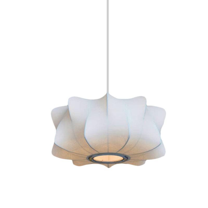 Modern 1 Light Suspension Pendant with Fabric Shade White Lantern Hanging Ceiling Light Clearhalo 'Ceiling Lights' 'Modern Pendants' 'Modern' 'Pendant Lights' 'Pendants' Lighting' 771089