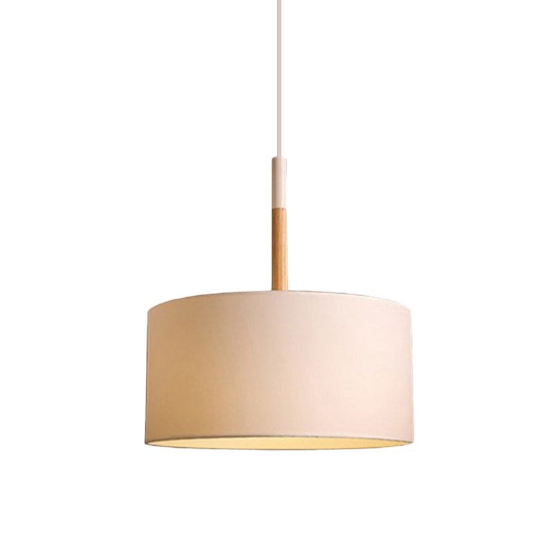 Drum Ceiling Pendant Light Simple Fabric 10"/16" Dia 1 Light White/Black Hanging Lamp Kit Clearhalo 'Ceiling Lights' 'Modern Pendants' 'Modern' 'Pendant Lights' 'Pendants' Lighting' 771126