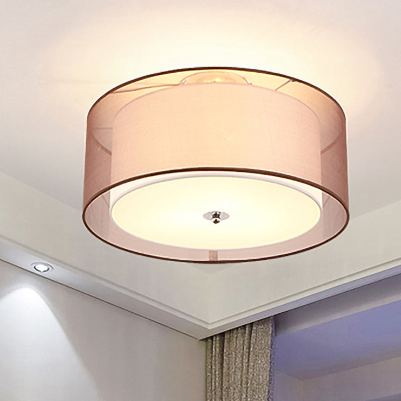 LED Bedroom Ceiling Light Modernism with Cylinder Fabric Shade Black Flush Mount Lamp Clearhalo 'Ceiling Lights' 'Close To Ceiling Lights' 'Close to ceiling' 'Flush mount' Lighting' 771129