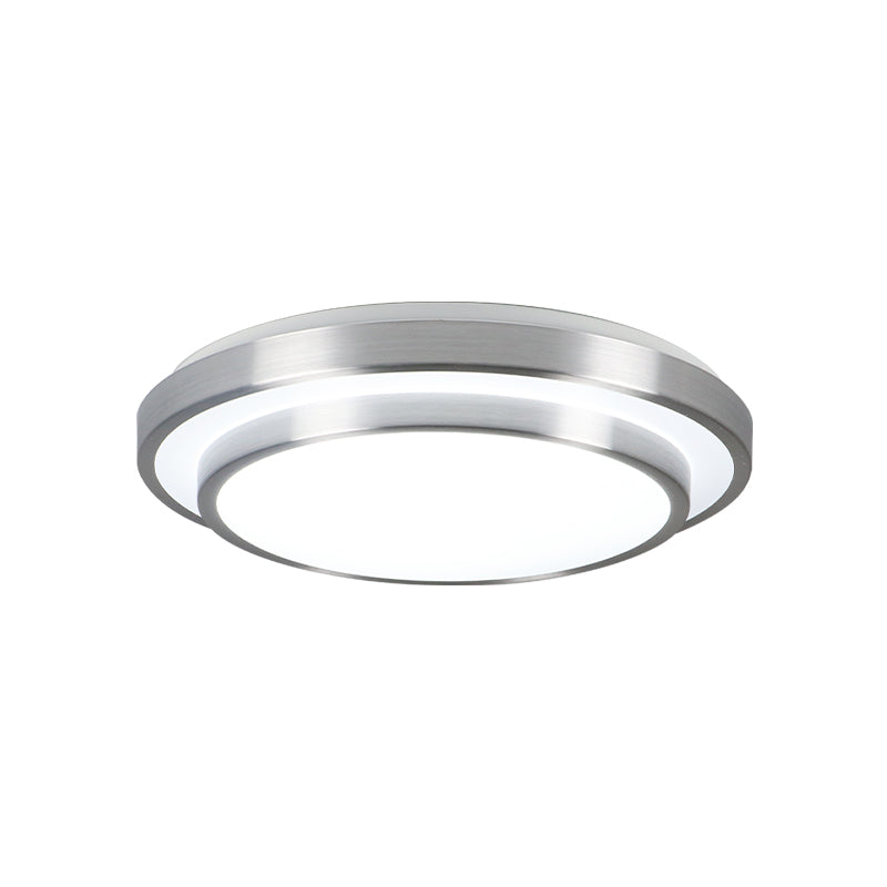 Silver 2 Tiers Flush Mount Lighting with Acrylic Shade Modern Integrated LED Ceiling Flush Mount for Living Room, 9"/12"/14" Dia Clearhalo 'Ceiling Lights' 'Close To Ceiling Lights' 'Close to ceiling' 'Flush mount' Lighting' 771167