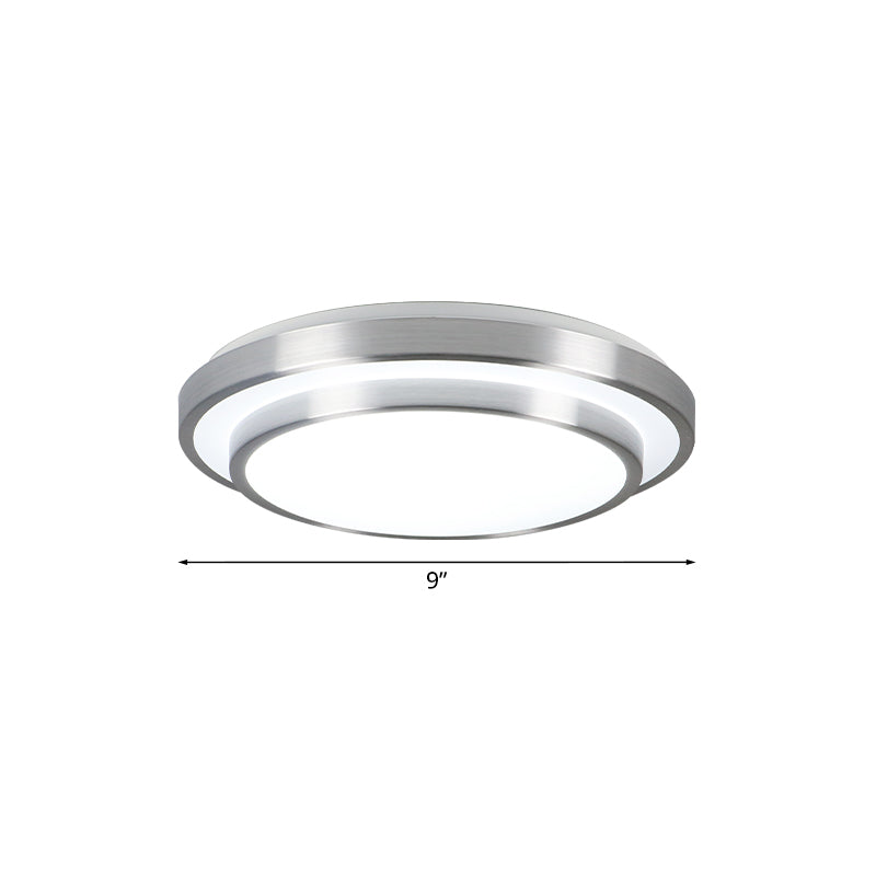 Silver 2 Tiers Flush Mount Lighting with Acrylic Shade Modern Integrated LED Ceiling Flush Mount for Living Room, 9"/12"/14" Dia Clearhalo 'Ceiling Lights' 'Close To Ceiling Lights' 'Close to ceiling' 'Flush mount' Lighting' 771168