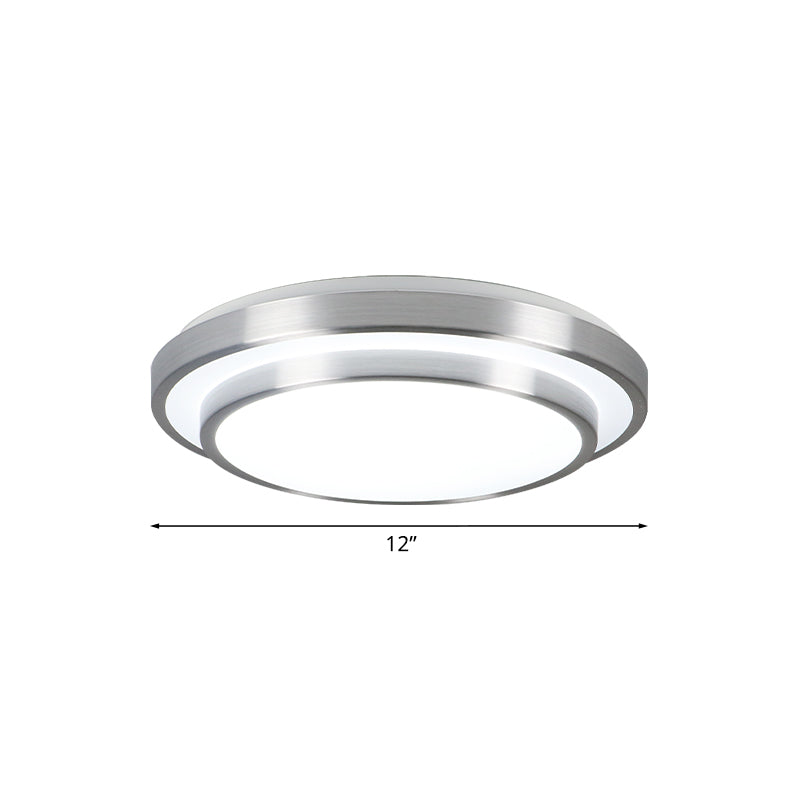 Silver 2 Tiers Flush Mount Lighting with Acrylic Shade Modern Integrated LED Ceiling Flush Mount for Living Room, 9"/12"/14" Dia Clearhalo 'Ceiling Lights' 'Close To Ceiling Lights' 'Close to ceiling' 'Flush mount' Lighting' 771169