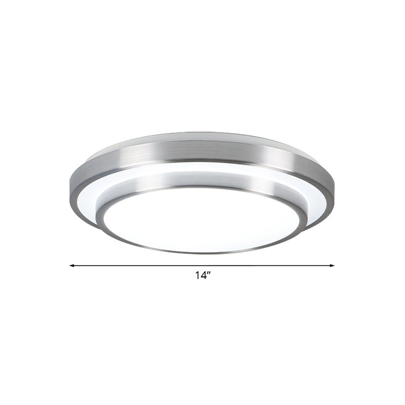 Silver 2 Tiers Flush Mount Lighting with Acrylic Shade Modern Integrated LED Ceiling Flush Mount for Living Room, 9"/12"/14" Dia Clearhalo 'Ceiling Lights' 'Close To Ceiling Lights' 'Close to ceiling' 'Flush mount' Lighting' 771170