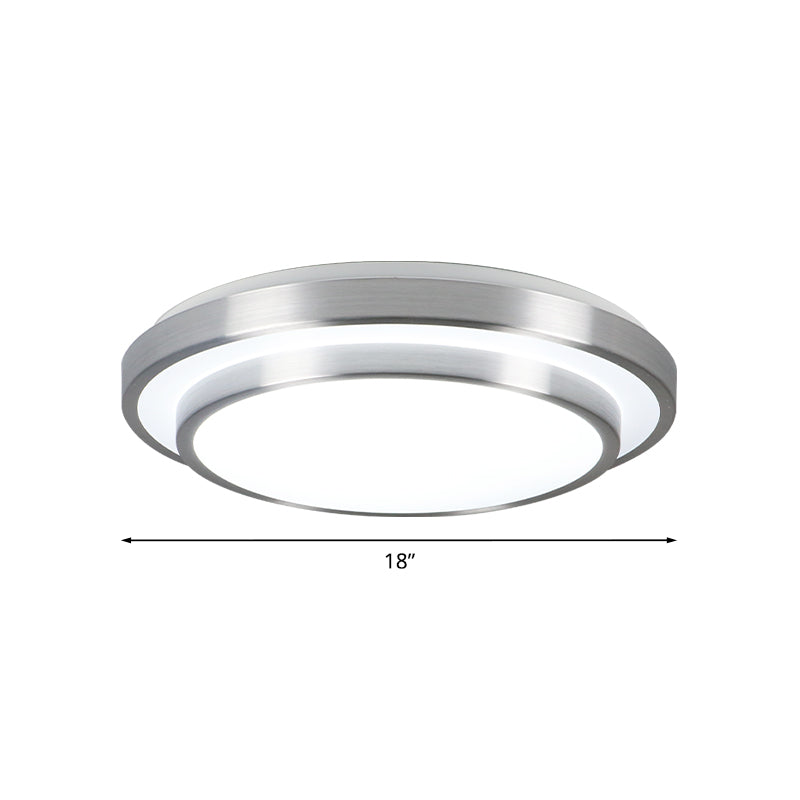 Silver 2 Tiers Flush Mount Lighting with Acrylic Shade Modern Integrated LED Ceiling Flush Mount for Living Room, 9"/12"/14" Dia Clearhalo 'Ceiling Lights' 'Close To Ceiling Lights' 'Close to ceiling' 'Flush mount' Lighting' 771171