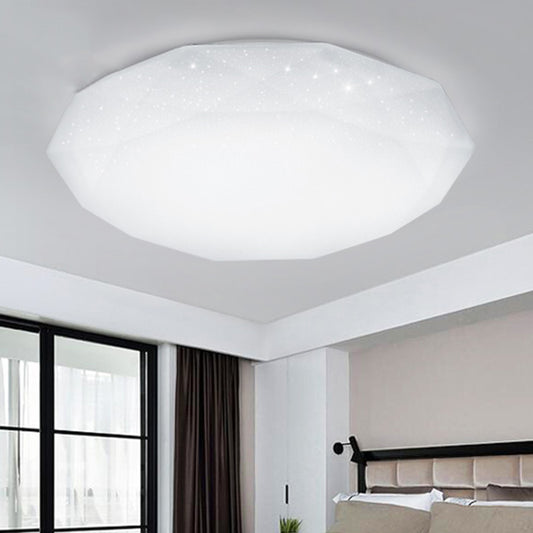 White Diamond Ceiling Mounted Fixture with Acrylic Shade Simple Style Integrated LED Flush Mount Lamp for Living Room, 9"/12"/14" Dia White Clearhalo 'Ceiling Lights' 'Close To Ceiling Lights' 'Close to ceiling' 'Flush mount' Lighting' 771180