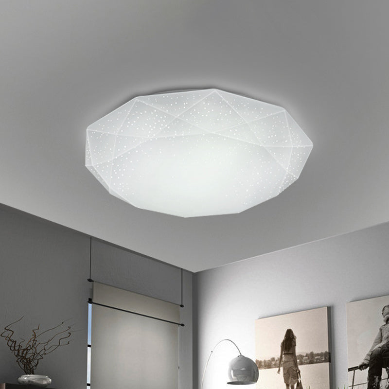 White Diamond Ceiling Mounted Fixture with Acrylic Shade Simple Style Integrated LED Flush Mount Lamp for Living Room, 9"/12"/14" Dia Clearhalo 'Ceiling Lights' 'Close To Ceiling Lights' 'Close to ceiling' 'Flush mount' Lighting' 771181