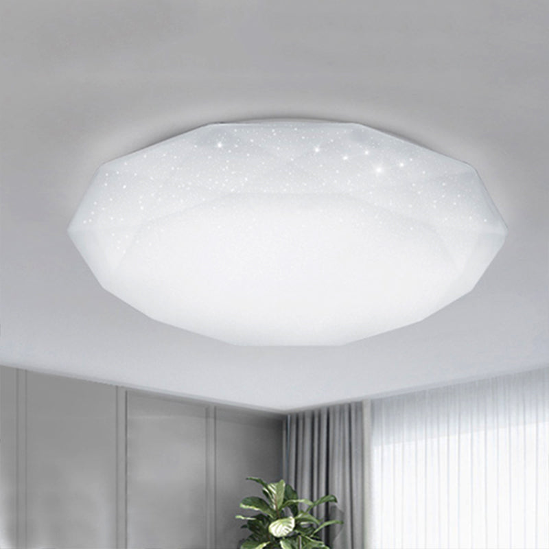 White Diamond Ceiling Mounted Fixture with Acrylic Shade Simple Style Integrated LED Flush Mount Lamp for Living Room, 9"/12"/14" Dia Clearhalo 'Ceiling Lights' 'Close To Ceiling Lights' 'Close to ceiling' 'Flush mount' Lighting' 771182