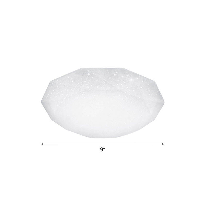 White Diamond Ceiling Mounted Fixture with Acrylic Shade Simple Style Integrated LED Flush Mount Lamp for Living Room, 9"/12"/14" Dia Clearhalo 'Ceiling Lights' 'Close To Ceiling Lights' 'Close to ceiling' 'Flush mount' Lighting' 771184