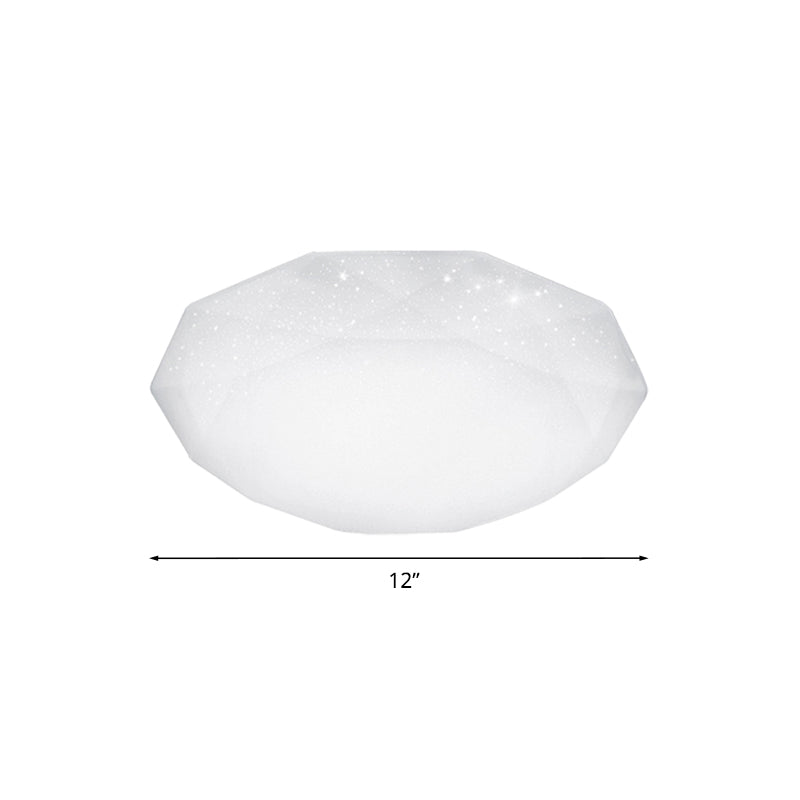 White Diamond Ceiling Mounted Fixture with Acrylic Shade Simple Style Integrated LED Flush Mount Lamp for Living Room, 9"/12"/14" Dia Clearhalo 'Ceiling Lights' 'Close To Ceiling Lights' 'Close to ceiling' 'Flush mount' Lighting' 771185