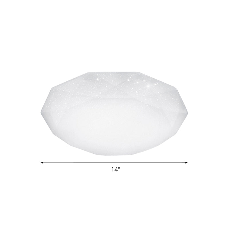 White Diamond Ceiling Mounted Fixture with Acrylic Shade Simple Style Integrated LED Flush Mount Lamp for Living Room, 9"/12"/14" Dia Clearhalo 'Ceiling Lights' 'Close To Ceiling Lights' 'Close to ceiling' 'Flush mount' Lighting' 771186