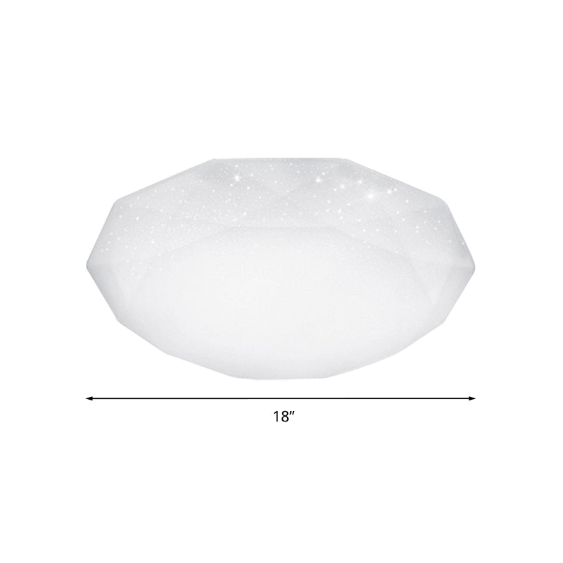 White Diamond Ceiling Mounted Fixture with Acrylic Shade Simple Style Integrated LED Flush Mount Lamp for Living Room, 9"/12"/14" Dia Clearhalo 'Ceiling Lights' 'Close To Ceiling Lights' 'Close to ceiling' 'Flush mount' Lighting' 771187