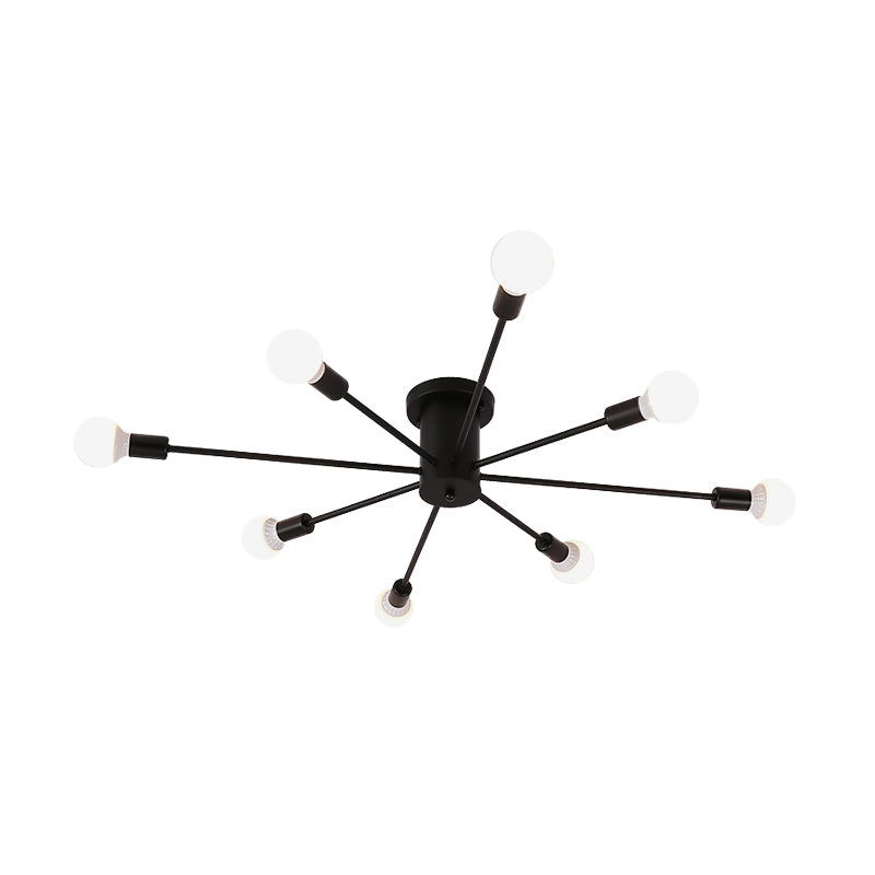 6/8/10 Heads Sputnik Semi Mount Lighting Contemporary Metal Black/White/Gold Ceiling Mounted Fixture for Bedroom Clearhalo 'Ceiling Lights' 'Close To Ceiling Lights' 'Close to ceiling' 'Semi-flushmount' Lighting' 771195