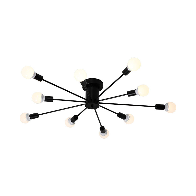 6/8/10 Heads Sputnik Semi Mount Lighting Contemporary Metal Black/White/Gold Ceiling Mounted Fixture for Bedroom Clearhalo 'Ceiling Lights' 'Close To Ceiling Lights' 'Close to ceiling' 'Semi-flushmount' Lighting' 771200