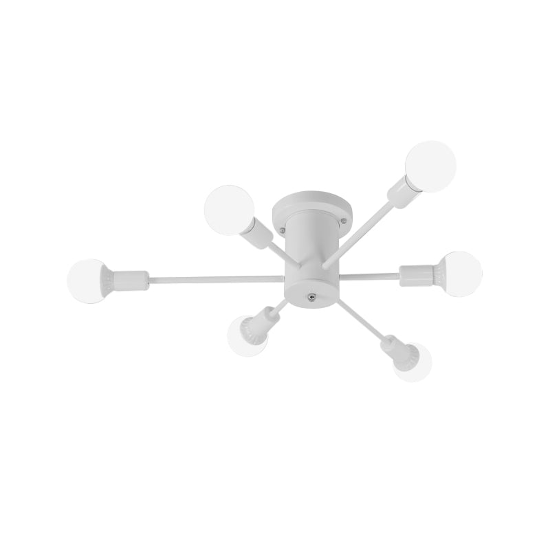 6/8/10 Heads Sputnik Semi Mount Lighting Contemporary Metal Black/White/Gold Ceiling Mounted Fixture for Bedroom Clearhalo 'Ceiling Lights' 'Close To Ceiling Lights' 'Close to ceiling' 'Semi-flushmount' Lighting' 771205