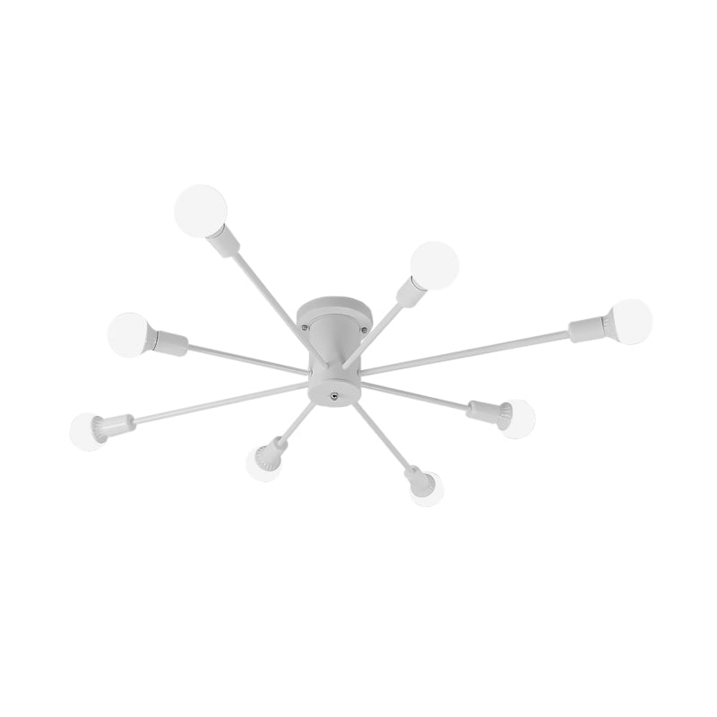 6/8/10 Heads Sputnik Semi Mount Lighting Contemporary Metal Black/White/Gold Ceiling Mounted Fixture for Bedroom Clearhalo 'Ceiling Lights' 'Close To Ceiling Lights' 'Close to ceiling' 'Semi-flushmount' Lighting' 771209