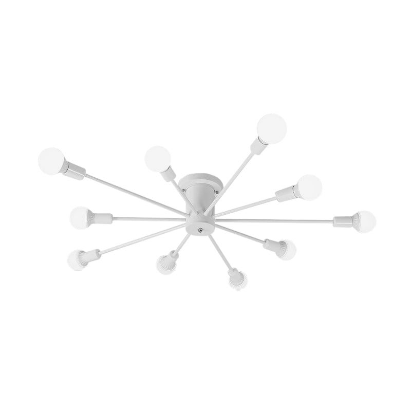 6/8/10 Heads Sputnik Semi Mount Lighting Contemporary Metal Black/White/Gold Ceiling Mounted Fixture for Bedroom Clearhalo 'Ceiling Lights' 'Close To Ceiling Lights' 'Close to ceiling' 'Semi-flushmount' Lighting' 771213