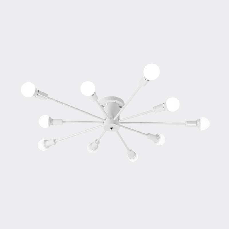 6/8/10 Heads Sputnik Semi Mount Lighting Contemporary Metal Black/White/Gold Ceiling Mounted Fixture for Bedroom Clearhalo 'Ceiling Lights' 'Close To Ceiling Lights' 'Close to ceiling' 'Semi-flushmount' Lighting' 771214