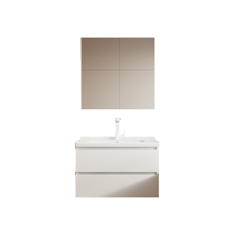 Modern Wood Wall Mount Bath Vanity White Faucet Included with Mirror Vanity & Faucet & Enclosed Mirror Cabinet Clearhalo 'Bathroom Remodel & Bathroom Fixtures' 'Bathroom Vanities' 'bathroom_vanities' 'Home Improvement' 'home_improvement' 'home_improvement_bathroom_vanities' 7712168
