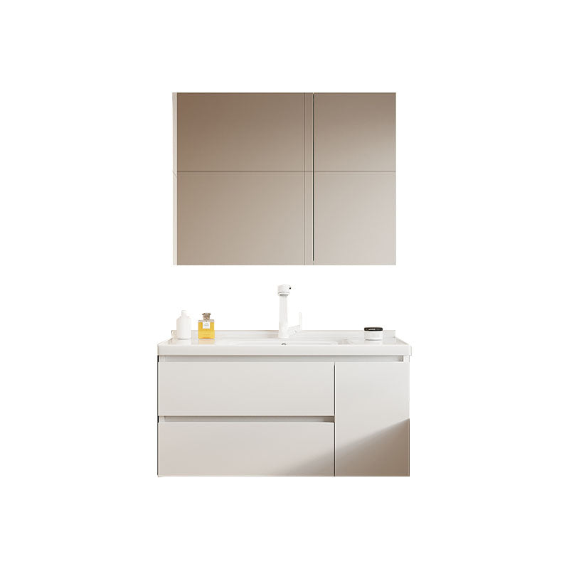 Modern Wood Wall Mount Bath Vanity White Faucet Included with Mirror Vanity & Faucet & Enclosed Mirror Cabinet Clearhalo 'Bathroom Remodel & Bathroom Fixtures' 'Bathroom Vanities' 'bathroom_vanities' 'Home Improvement' 'home_improvement' 'home_improvement_bathroom_vanities' 7712169