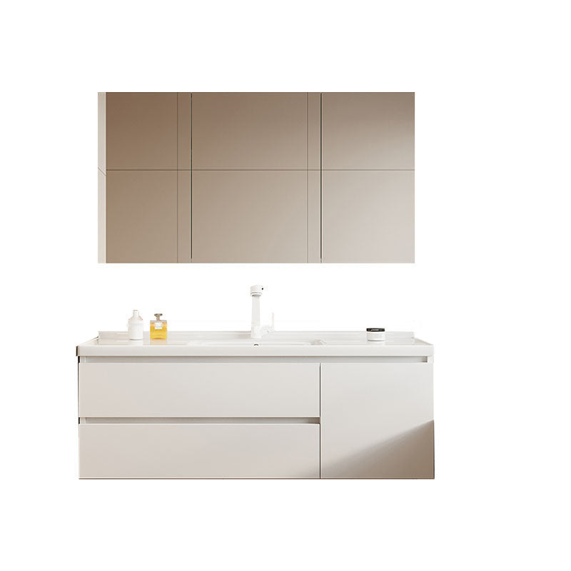 Modern Wood Wall Mount Bath Vanity White Faucet Included with Mirror Vanity & Faucet & Enclosed Mirror Cabinet 48"L x 20"W x 20"H Clearhalo 'Bathroom Remodel & Bathroom Fixtures' 'Bathroom Vanities' 'bathroom_vanities' 'Home Improvement' 'home_improvement' 'home_improvement_bathroom_vanities' 7712173