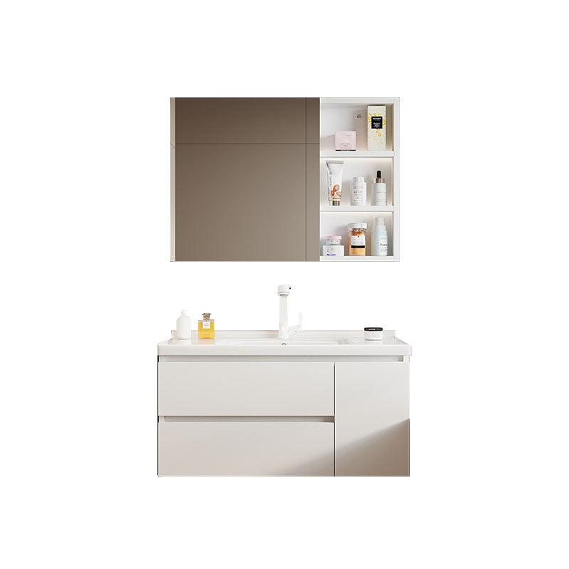 Modern Wood Wall Mount Bath Vanity White Faucet Included with Mirror Vanity & Faucet & Mirror Cabinet Clearhalo 'Bathroom Remodel & Bathroom Fixtures' 'Bathroom Vanities' 'bathroom_vanities' 'Home Improvement' 'home_improvement' 'home_improvement_bathroom_vanities' 7712175