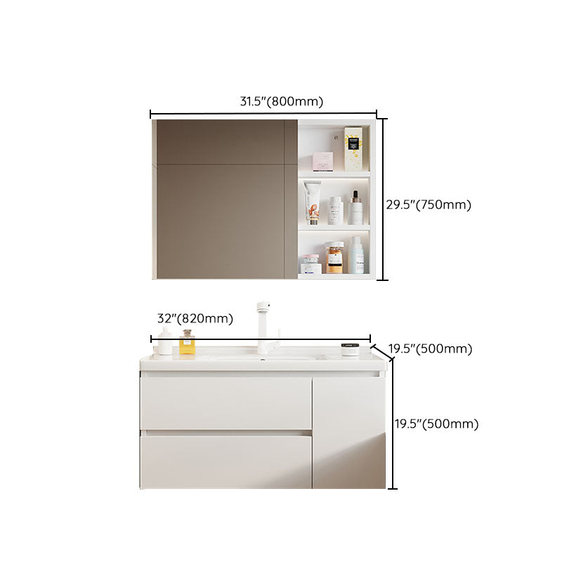 Modern Wood Wall Mount Bath Vanity White Faucet Included with Mirror Clearhalo 'Bathroom Remodel & Bathroom Fixtures' 'Bathroom Vanities' 'bathroom_vanities' 'Home Improvement' 'home_improvement' 'home_improvement_bathroom_vanities' 7712184