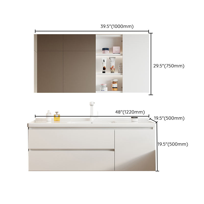 Modern Wood Wall Mount Bath Vanity White Faucet Included with Mirror Clearhalo 'Bathroom Remodel & Bathroom Fixtures' 'Bathroom Vanities' 'bathroom_vanities' 'Home Improvement' 'home_improvement' 'home_improvement_bathroom_vanities' 7712187