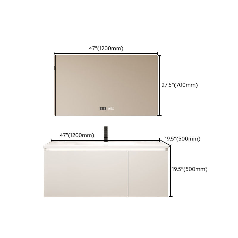 Wood White Wall Mount Vanity Set Modern with Mirror for Bathroom Clearhalo 'Bathroom Remodel & Bathroom Fixtures' 'Bathroom Vanities' 'bathroom_vanities' 'Home Improvement' 'home_improvement' 'home_improvement_bathroom_vanities' 7712210