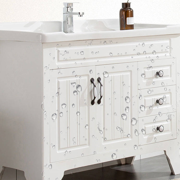 Wood Modern Sink Vanity Freestanding Bathroom Vanity with Mirror Clearhalo 'Bathroom Remodel & Bathroom Fixtures' 'Bathroom Vanities' 'bathroom_vanities' 'Home Improvement' 'home_improvement' 'home_improvement_bathroom_vanities' 7712224