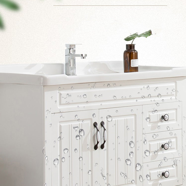 Wood Modern Sink Vanity Freestanding Bathroom Vanity with Mirror Clearhalo 'Bathroom Remodel & Bathroom Fixtures' 'Bathroom Vanities' 'bathroom_vanities' 'Home Improvement' 'home_improvement' 'home_improvement_bathroom_vanities' 7712230