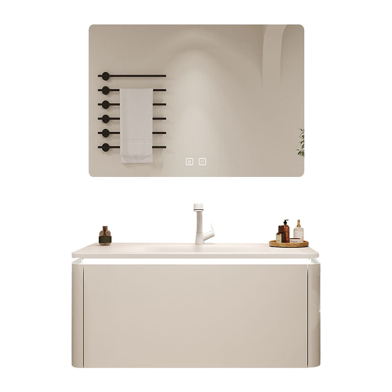 Wood White Wall Modern Mount Bathroom Sink Vanity with Mirror Vanity & Faucet & Square Mirror Clearhalo 'Bathroom Remodel & Bathroom Fixtures' 'Bathroom Vanities' 'bathroom_vanities' 'Home Improvement' 'home_improvement' 'home_improvement_bathroom_vanities' 7712250