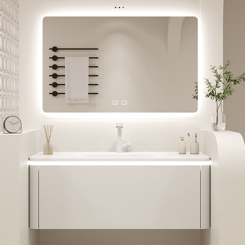 Wood White Wall Modern Mount Bathroom Sink Vanity with Mirror Clearhalo 'Bathroom Remodel & Bathroom Fixtures' 'Bathroom Vanities' 'bathroom_vanities' 'Home Improvement' 'home_improvement' 'home_improvement_bathroom_vanities' 7712253