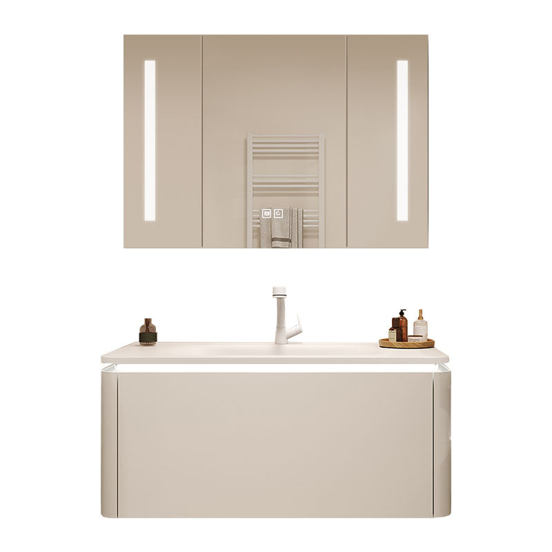 Wood White Wall Modern Mount Bathroom Sink Vanity with Mirror Clearhalo 'Bathroom Remodel & Bathroom Fixtures' 'Bathroom Vanities' 'bathroom_vanities' 'Home Improvement' 'home_improvement' 'home_improvement_bathroom_vanities' 7712255