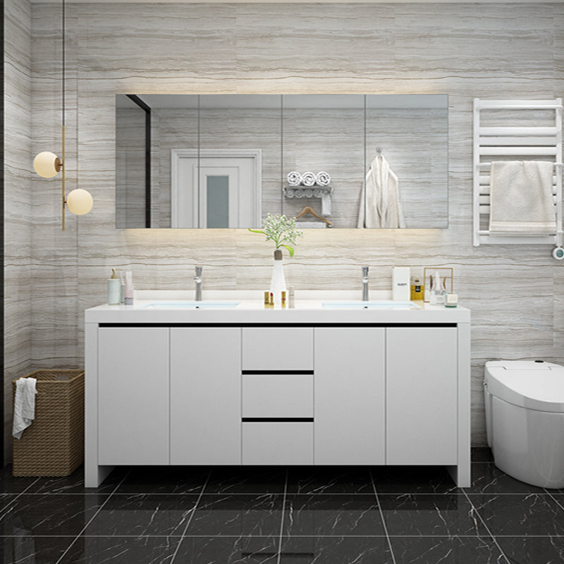 Modern White Wood Sink Vanity Faucet Included with Mirror for Bathroom Vanity & Faucet & Mirror Cabinet https://res.litfad.com/site/img/item/2023/03/04/7712288/1200x1200.jpg Clearhalo 'Bathroom Remodel & Bathroom Fixtures' 'Bathroom Vanities' 'bathroom_vanities' 'Home Improvement' 'home_improvement' 'home_improvement_bathroom_vanities' 7712288