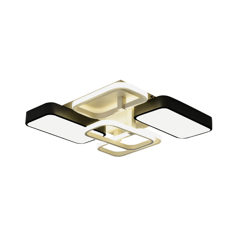 Black Rectangular Flush Ceiling Light Contemporary 23"/25.5" Wide LED Acrylic Ceiling Lighting for Living Room Clearhalo 'Ceiling Lights' 'Close To Ceiling Lights' 'Close to ceiling' 'Flush mount' Lighting' 771229