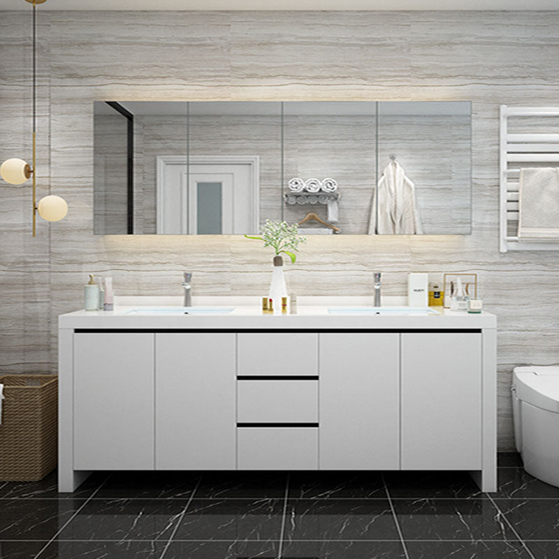Modern White Wood Sink Vanity Faucet Included with Mirror for Bathroom Vanity & Faucet & Mirror Cabinet https://res.litfad.com/site/img/item/2023/03/06/7712293/1200x1200.jpg Clearhalo 'Bathroom Remodel & Bathroom Fixtures' 'Bathroom Vanities' 'bathroom_vanities' 'Home Improvement' 'home_improvement' 'home_improvement_bathroom_vanities' 7712293