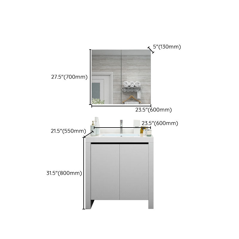 Modern White Wood Sink Vanity Faucet Included with Mirror for Bathroom Clearhalo 'Bathroom Remodel & Bathroom Fixtures' 'Bathroom Vanities' 'bathroom_vanities' 'Home Improvement' 'home_improvement' 'home_improvement_bathroom_vanities' 7712294