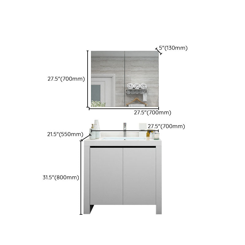 Modern White Wood Sink Vanity Faucet Included with Mirror for Bathroom Clearhalo 'Bathroom Remodel & Bathroom Fixtures' 'Bathroom Vanities' 'bathroom_vanities' 'Home Improvement' 'home_improvement' 'home_improvement_bathroom_vanities' 7712295